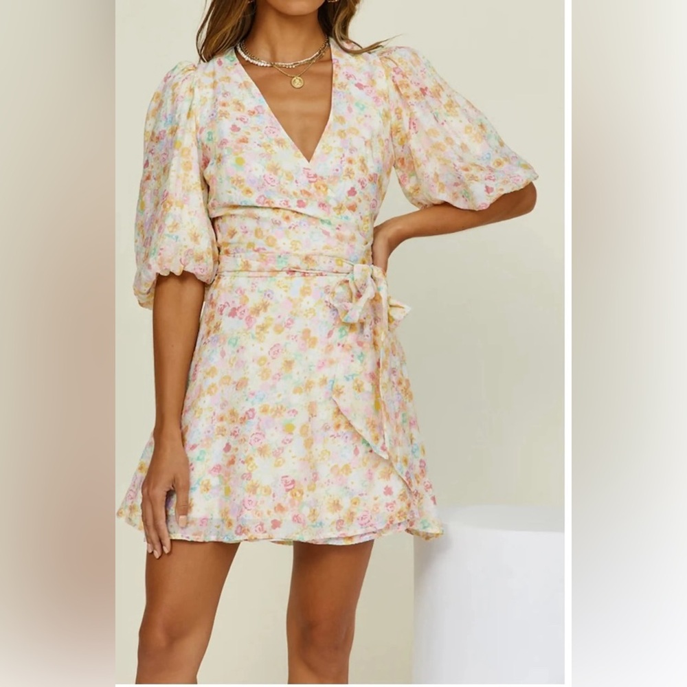 Minkpink elvire printed floral wrap dress size large